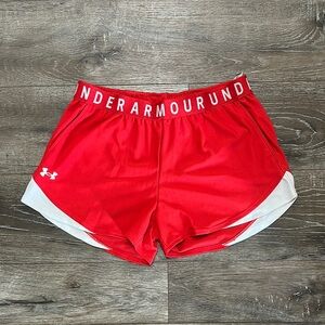 Under Armour Red and White Athletic Shorts